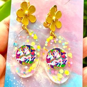 CLIP ON Carousel Horse Dangle Earrings
